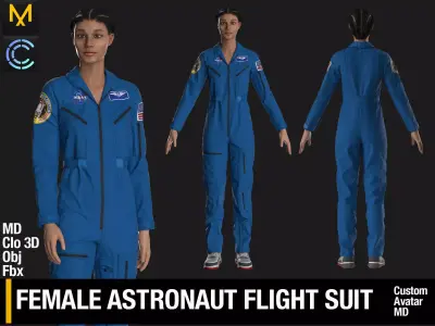 Female Astronaut Flight Suit Marvelous Designer Clo 3D project 3D model