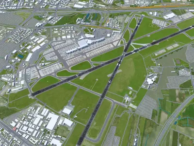Warsaw Chopin Airport 10km Low-poly 3D model