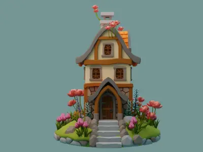 Cartoon House 4 3D model