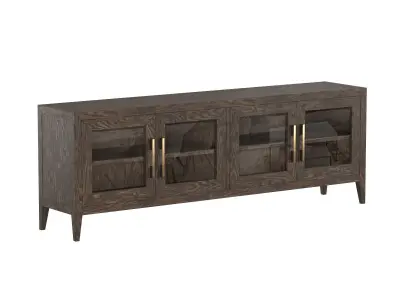 FRENCH CONTEMPORARY GLASS 4-DOOR MEDIA CONSOLE 3D model