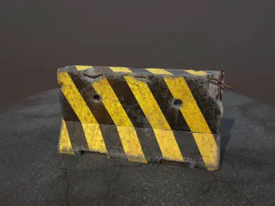 TWO CONCRETE BARRIER Low-poly 3D model