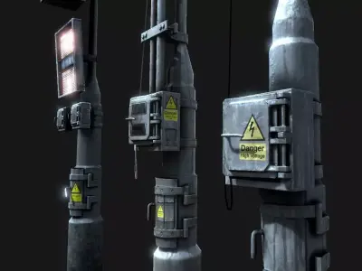 Simple street assets Low-poly 3D model