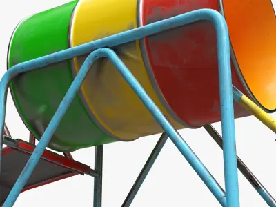 Playground barrel slide 02 3D model