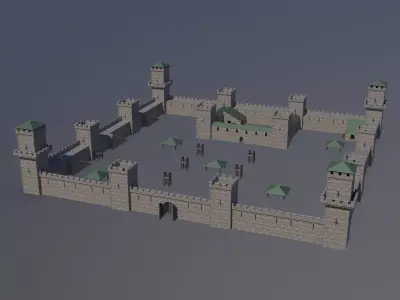 Modular Castle Kit Exterior and Interior 50 parts Low-poly 3D model