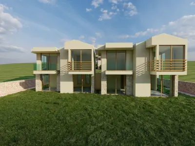 twin villa - Mediterranean coast-lumion-sketchup 3D model