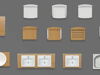 2d furniture floorplan top view PSD 3D model render realistic 3D model