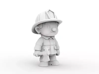 Firefighter Cartoon Character 3D Printable 3D print model