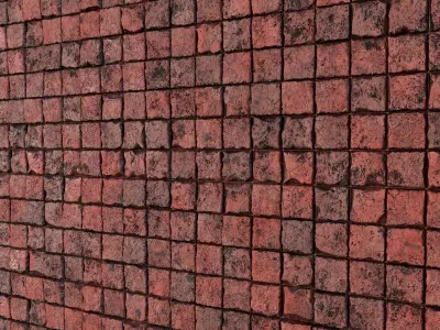 Red Grunge Brick Wall-PBR-02 Texture