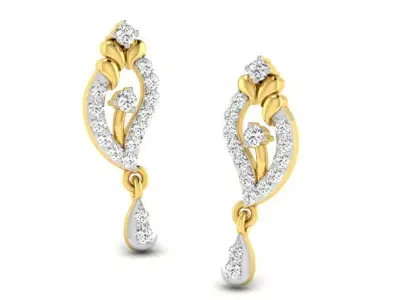 Gold Diamond Women Earring 3D print Model 3D print model