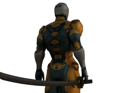 Gray Fox Ninja Warrior 3D Model Assassin Rigged  Game Ready Low-poly 3D model