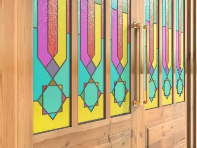 Doors with stained glass door 3D model