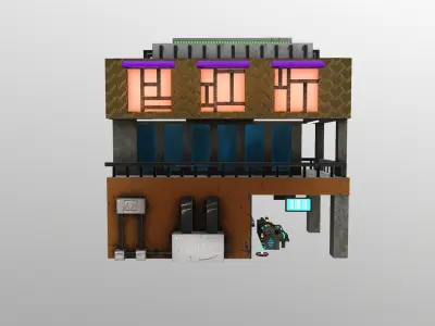 Cyberpunk City - Building 6 Low-poly 3D model