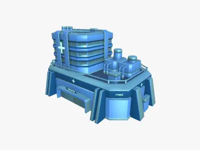 SciFi Hospital A03 Blue - Sci Fi Exterior Design Low-poly 3D model