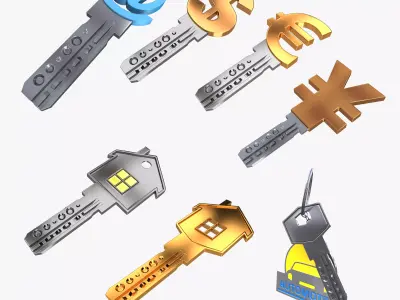 Keys Collection key with email symbol 3D model