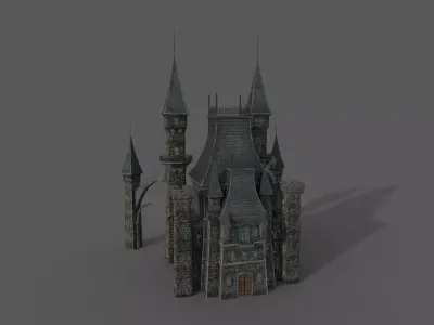 Medieval Fantasy Castle in Clouds 3D model