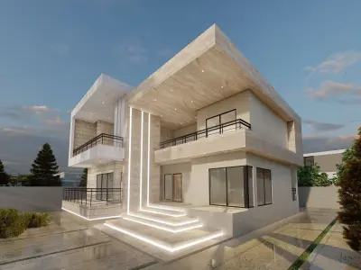 Modern Duplex Villa - 405 SQM - Furnished Model - Full Package 3D model