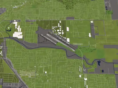 Aurora Modesto CA 50x50km City Map 3D model