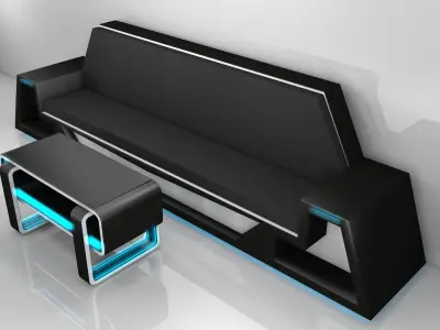 Sci Fi Sofa and Table 3D model