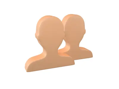 Two People Bust in Silhouette v1 005 Low-poly 3D model