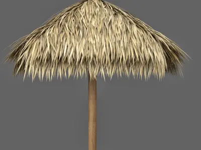 Thatch Palm Gold Leaf Umbrella Patio and Beach 3D model
