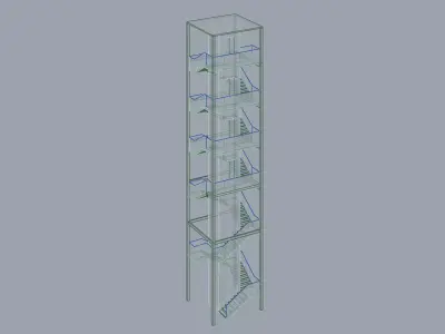 Staircase with Elevator Free 3D model