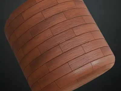 Polished Cherry Wood Plank Flooring PBR Texture