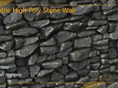 Tileable Stone Wall High Poly for Seamless Texture 3D model