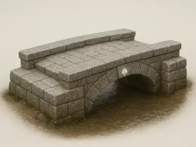 Stone Archway Bridge Low-poly 3D model