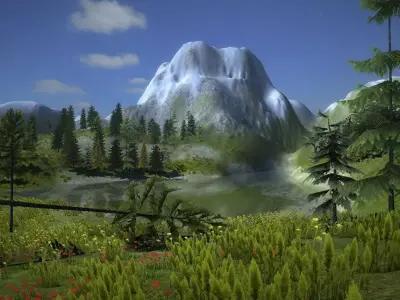 Mountain Vegetation Low-poly 3D model