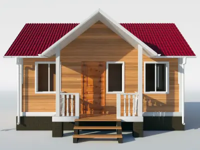 house wooden with roof 3D model