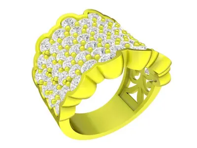Wide Pave Diamond Cluster Ring Jewelry Design 7079 3D print model
