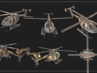 Military Helicopter Low-poly 3D model