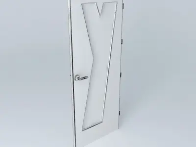 Letter Y 3D door very detail with glass lock and hinger Free 3D model