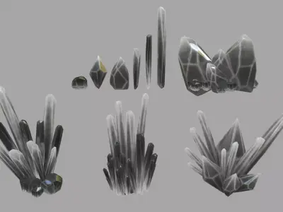 Crystal Set piece of metal Low-poly 3D model