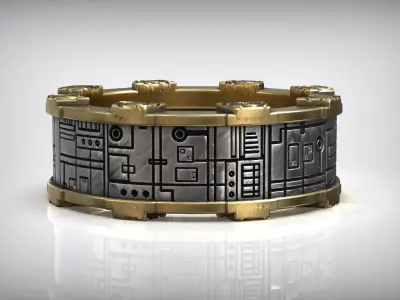 Cyber Punk Sci Fi Wedding Band 3D print model