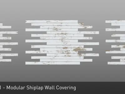 Modular 8K Shiplap Wall - 2 Models 3D model