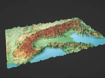 Alps Mountain Map Topography Low-poly 3D model