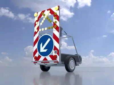 Traffic sign 616-30 Mobile barrier sign left 3600x2200 Low-poly 3D model