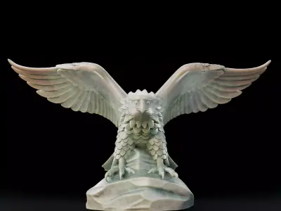 Stone Eagle Statue Low-poly 3D model