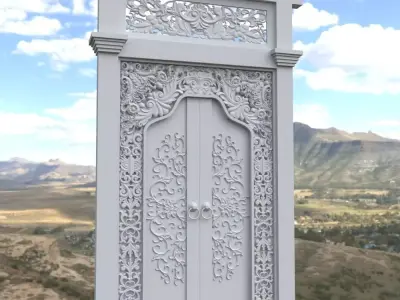 Balinese Gebyok Carved Door 3D model