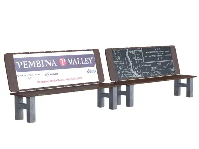 Street bench Low-poly 3D model