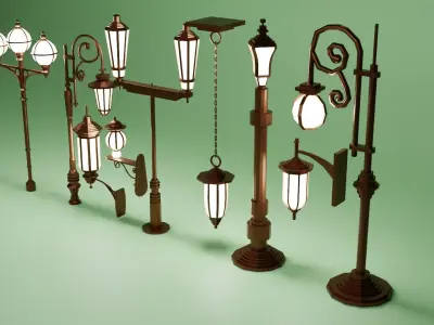 Street Lamp Pack Free low-poly 3D model