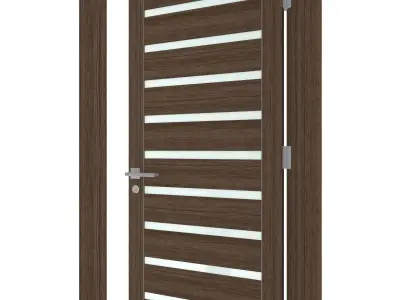 Door-054 wooden door with glass panels 3D model