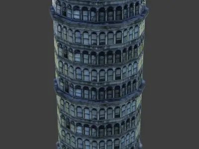 Building tall Low-poly 3D model