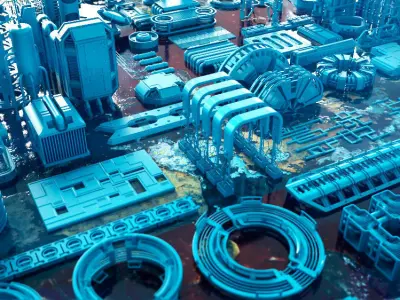 Extreme Sci-Fi Kit Bash Set Low-poly 3D model