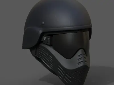Helmet scifi military combat 3d futuristic plastic  Low-poly 3D model