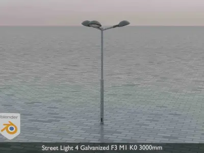 Street Light 4 Galvanized F3 M1 K0 3000mm  Low-poly 3D model