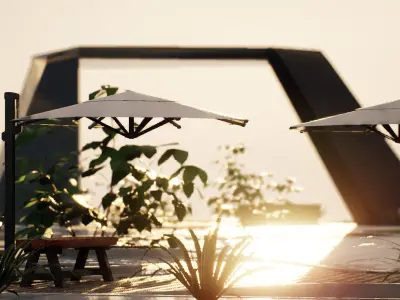 Modern Urban Park Environment 3D Model Low-poly 3D model