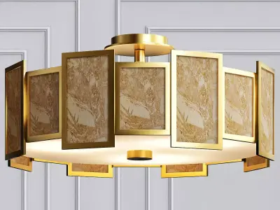 6 Light Calcite Semi Flush Light 3D model