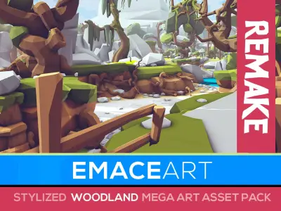 Stylized Woodland art game Unity asset pack Low-poly 3D model